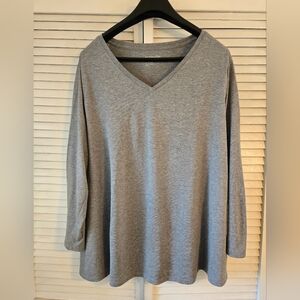 Gray V-Neck Women's Top